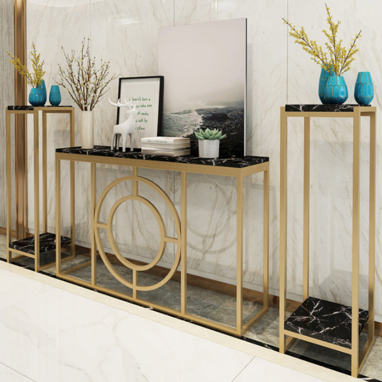 Modern Marble Console Sofa Table Rectangle Iron End Table for Hall