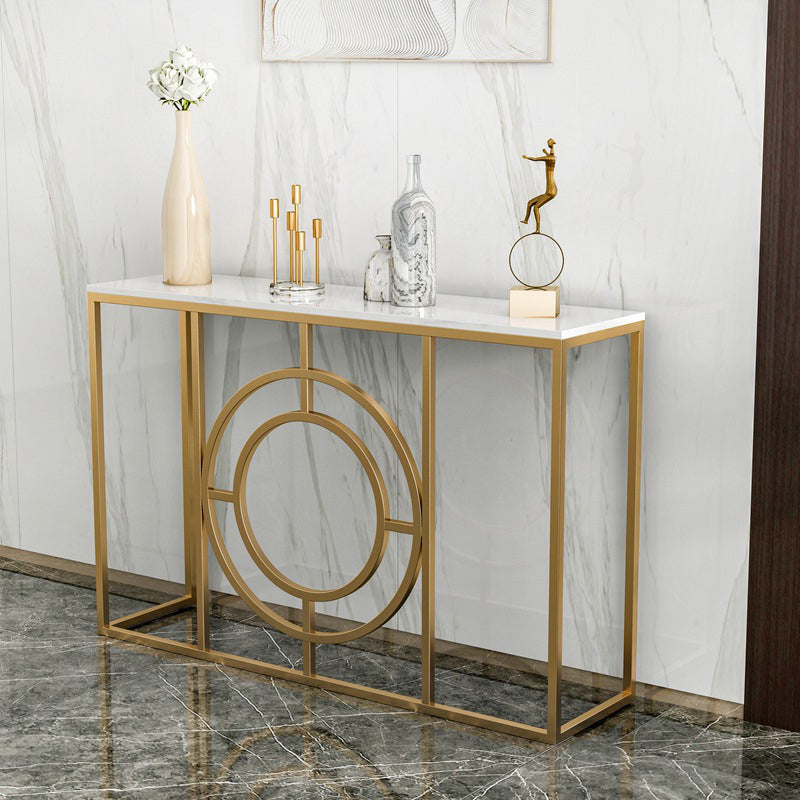 Modern Marble Console Sofa Table Rectangle Iron End Table for Hall