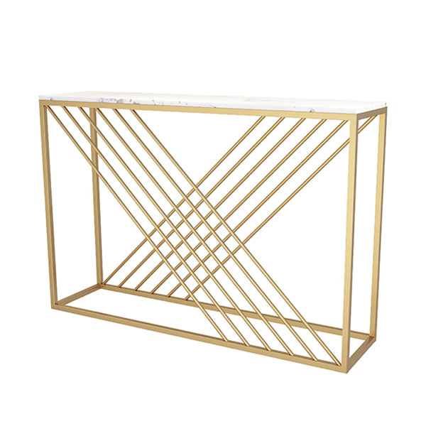 Contemporary Marble Console Sofa Table Rectangle Stain Resistant End Table for Hall