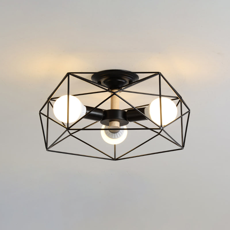 Simple Ceiling Lamp Metal Ceiling Mount Light with Metal Shade for Living Room