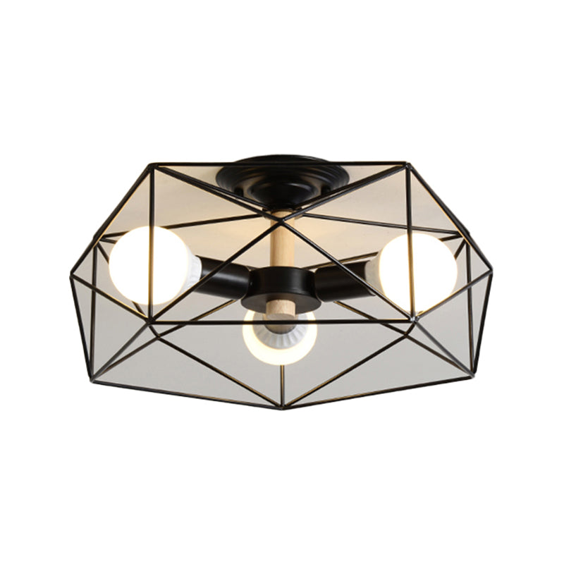 Simple Ceiling Lamp Metal Ceiling Mount Light with Metal Shade for Living Room