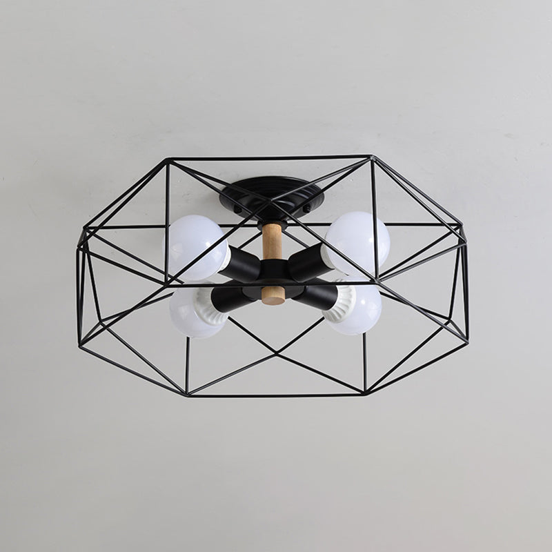 Simple Ceiling Lamp Metal Ceiling Mount Light with Metal Shade for Living Room