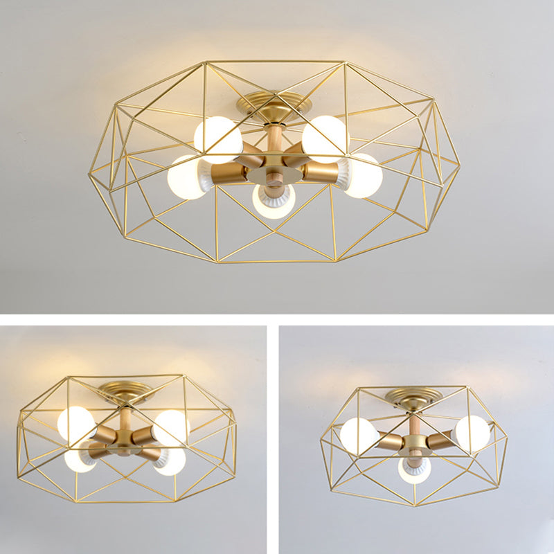 Simple Ceiling Lamp Metal Ceiling Mount Light with Metal Shade for Living Room