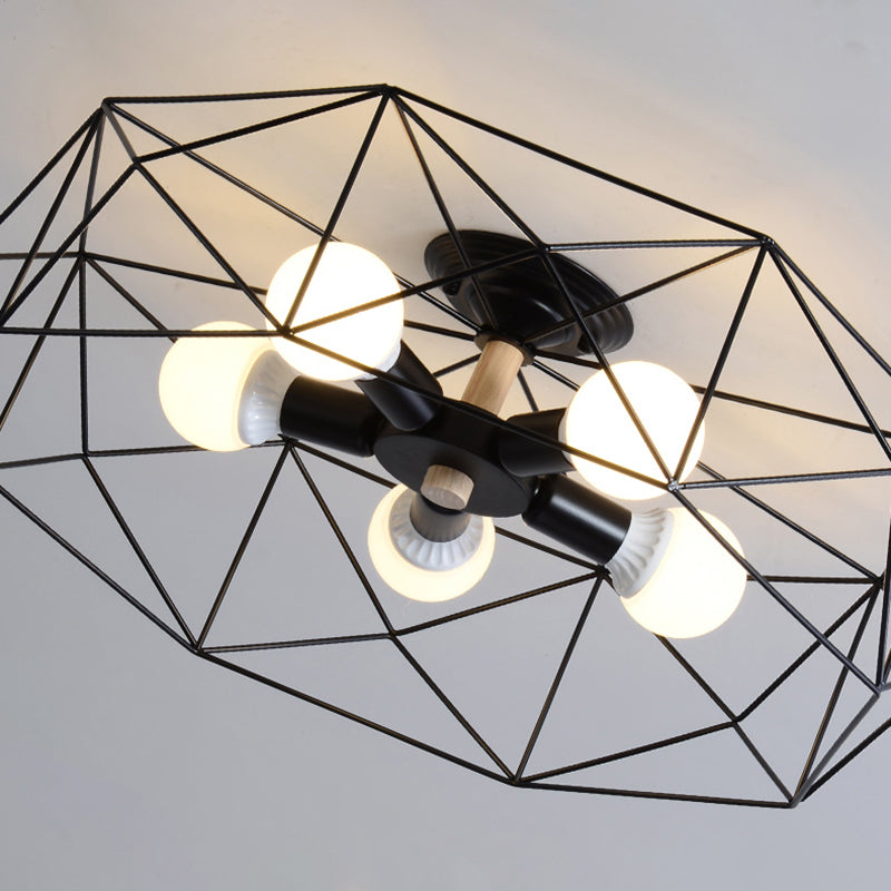 Simple Ceiling Lamp Metal Ceiling Mount Light with Metal Shade for Living Room