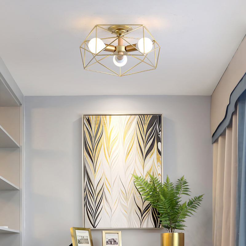 Simple Ceiling Lamp Metal Ceiling Mount Light with Metal Shade for Living Room