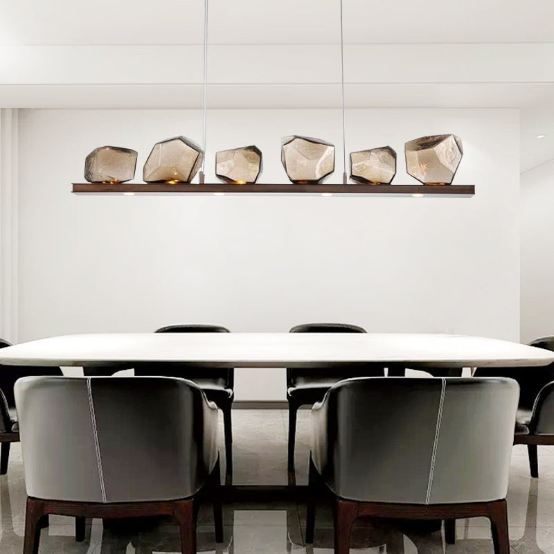Contemporary Style Geometry Island Lights Clear Glass 6 Light Island Pendant Lights