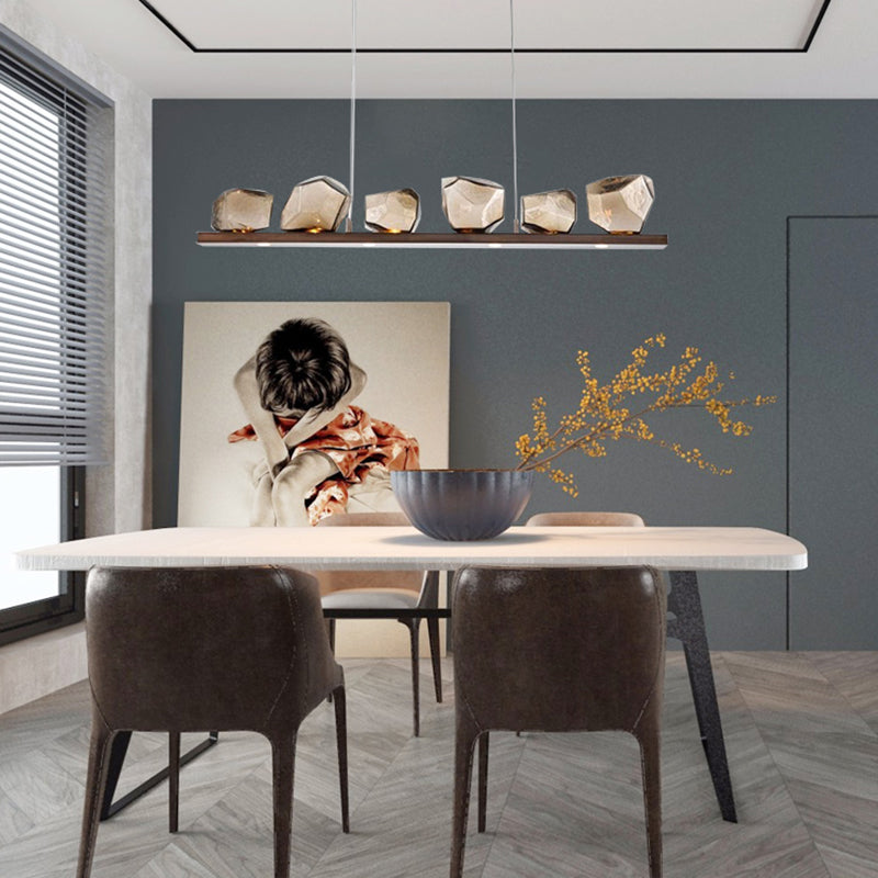 Contemporary Style Geometry Island Lights Clear Glass 6 Light Island Pendant Lights
