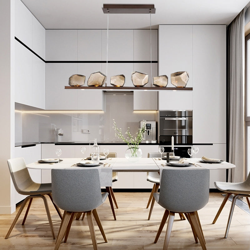 Contemporary Style Geometry Island Lights Clear Glass 6 Light Island Pendant Lights