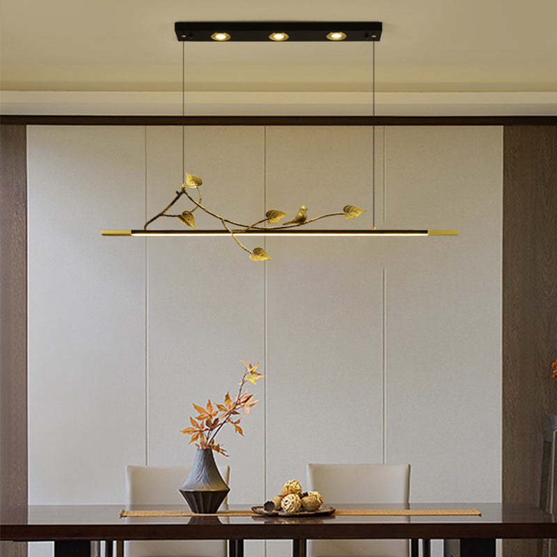 Modern Style Linear Shape Island Lights Metal 4 Light Island Lighting Ideas in Black
