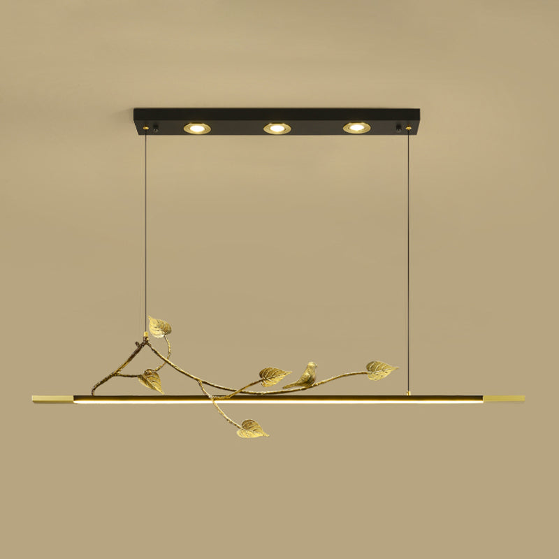 Modern Style Linear Shape Island Lights Metal 4 Light Island Lighting Ideas in Black
