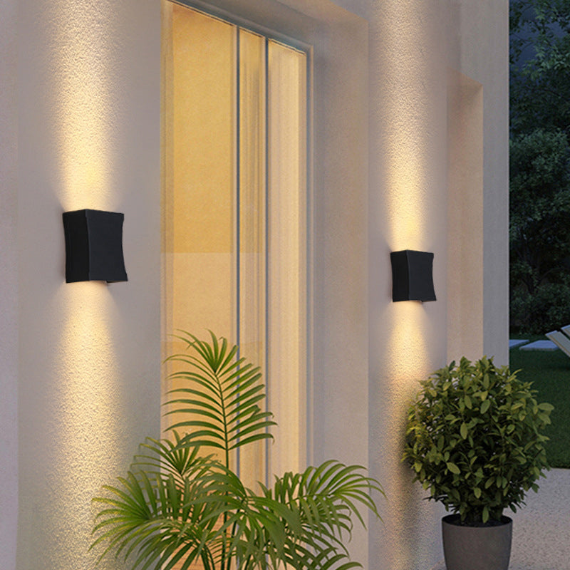Modern Style Rectangular Wall Sconce Lighting Metal 2 Lights Wall Washer Sconce in Black