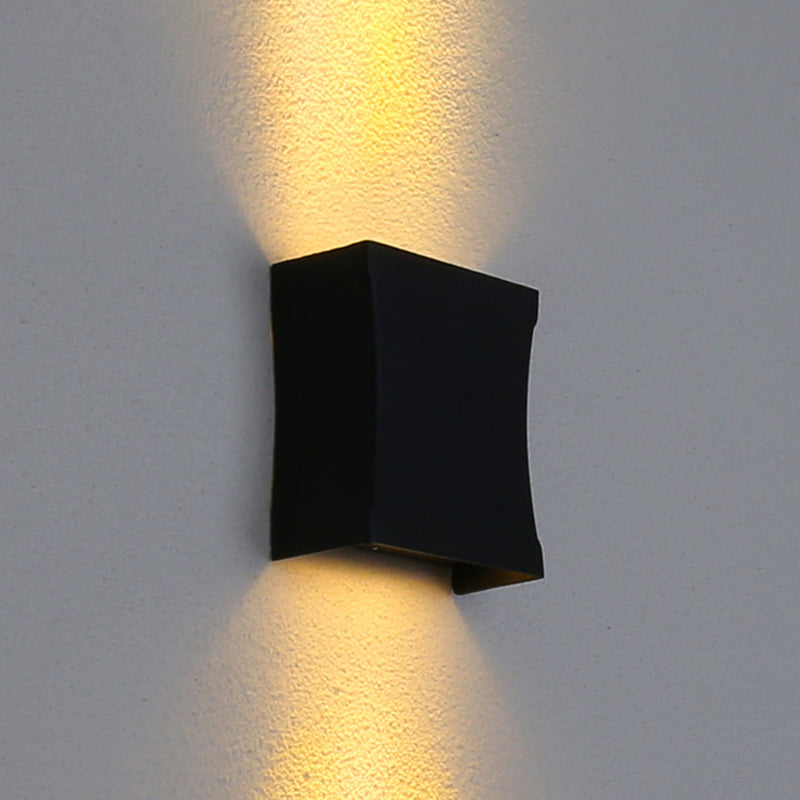 Modern Style Rectangular Wall Sconce Lighting Metal 2 Lights Wall Washer Sconce in Black