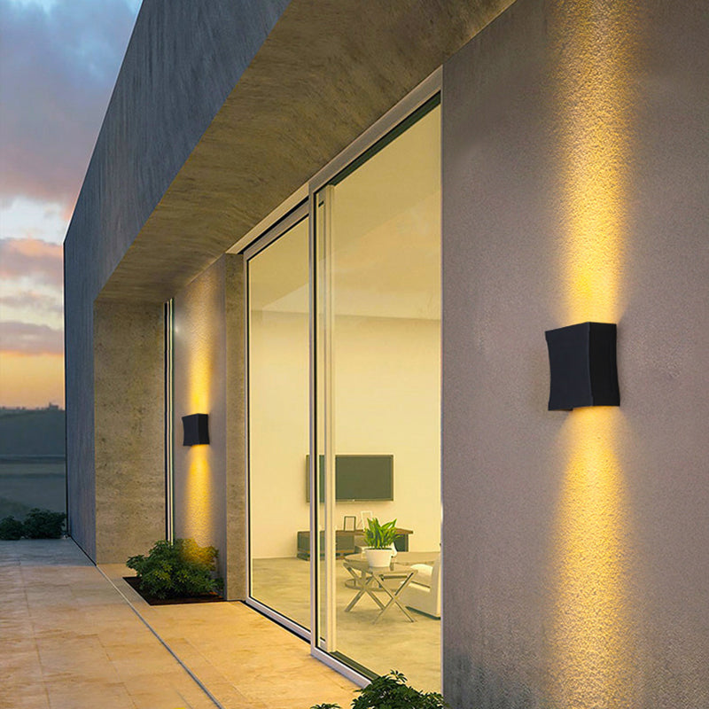 Modern Style Rectangular Wall Sconce Lighting Metal 2 Lights Wall Washer Sconce in Black