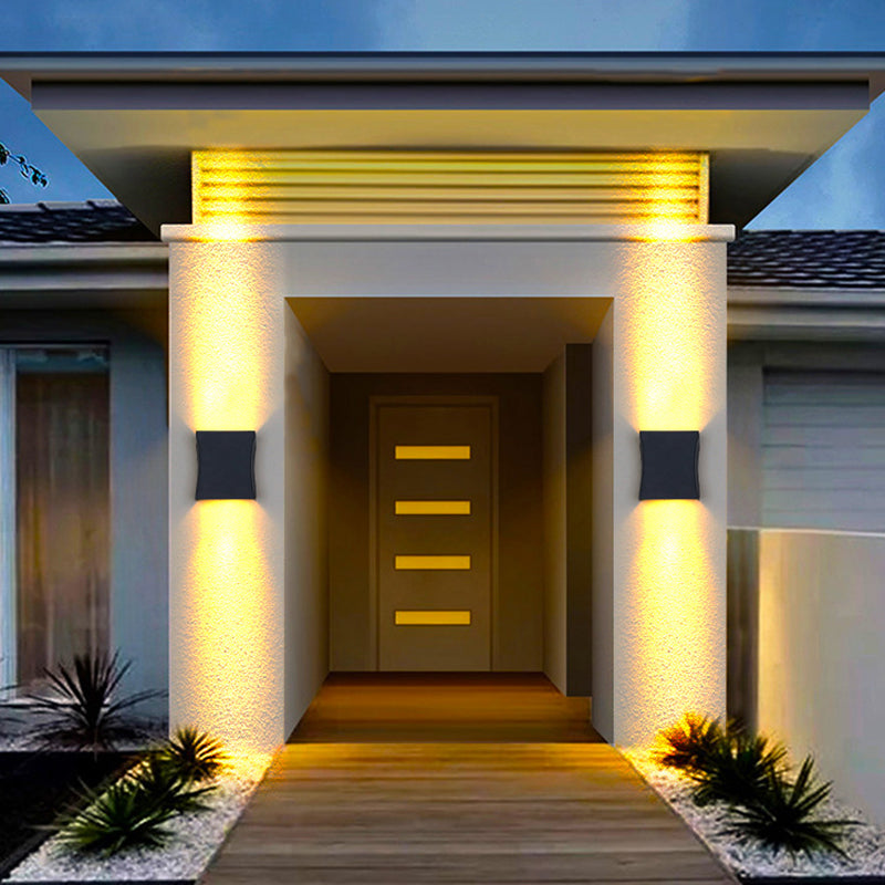 Modern Style Rectangular Wall Sconce Lighting Metal 2 Lights Wall Washer Sconce in Black