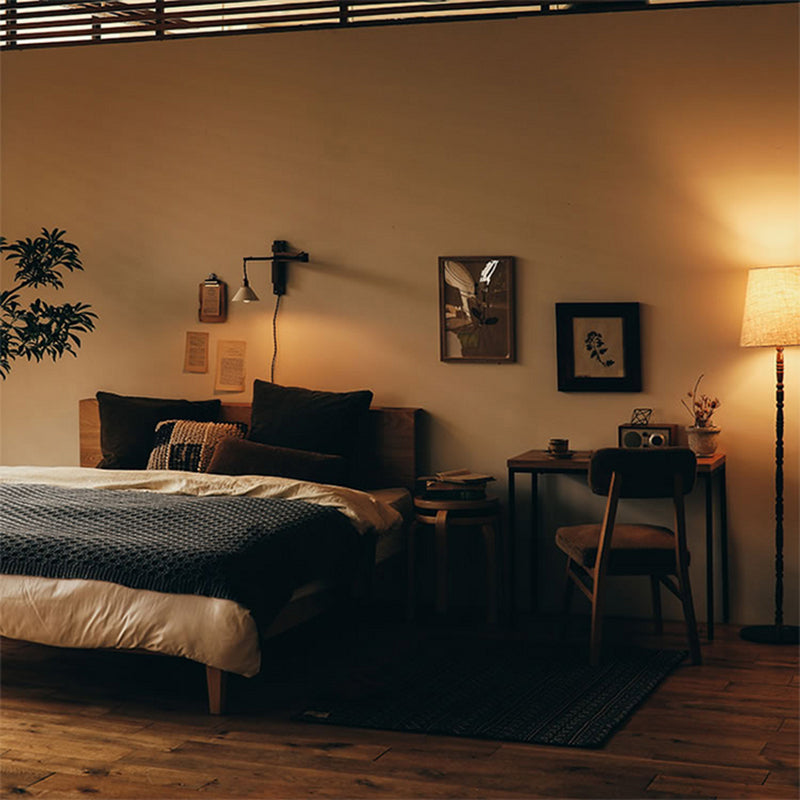 Retro Style Wood Wall Light Metal Shade Fold Wall Sconce for Living Room