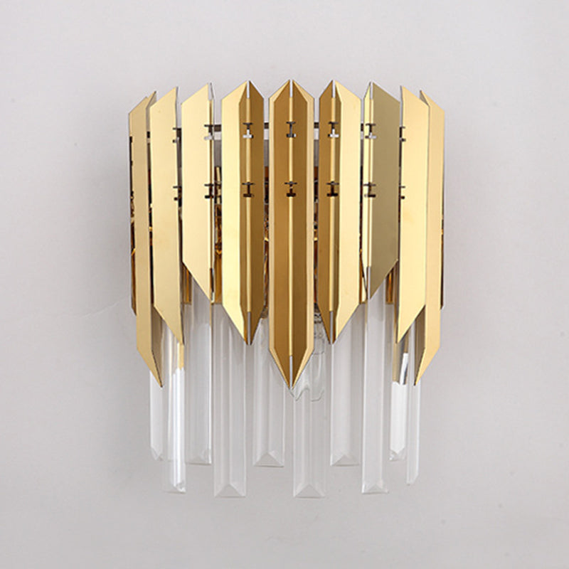 Modern Style Wall Light Gold 14" High Wall Sconce with Crystal for Living Room
