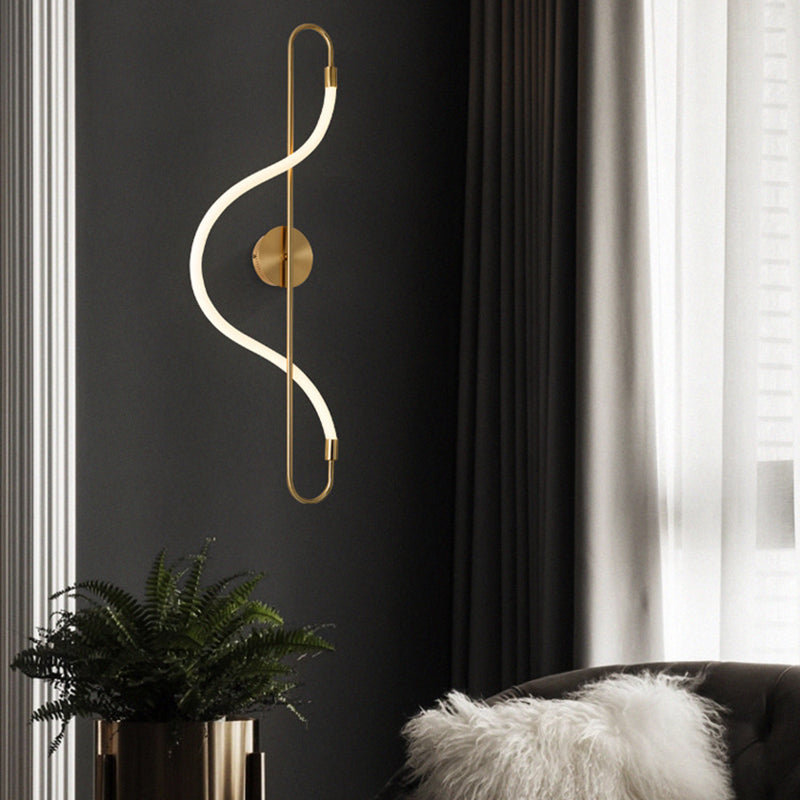 Modern Style Linear Wall Light Gold 1 Light LED Wall Sconce for Living Room