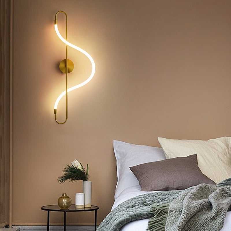 Modern Style Linear Wall Light Gold 1 Light LED Wall Sconce for Living Room