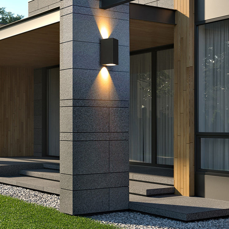 2 Lights Rectangular Wall Lighting Fixtures Modern Style Metal Wall Washer Sconce