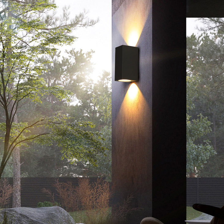 2 Lights Rectangular Wall Lighting Fixtures Modern Style Metal Wall Washer Sconce