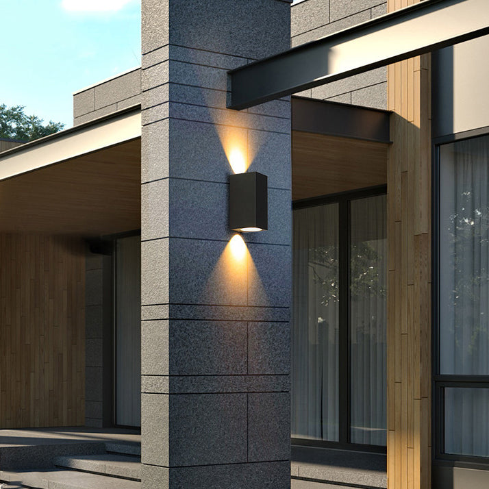 2 Lights Rectangular Wall Lighting Fixtures Modern Style Metal Wall Washer Sconce