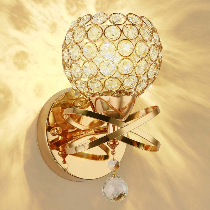 1 Light Ball Wall Lighting Fixtures Modern Style Crystal Wall Mounted Lamps