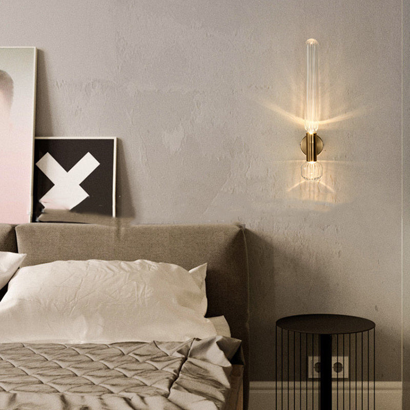 1 Light Cylinder Wall Lighting Fixtures Modern Style Glass Wall Mounted Lamps