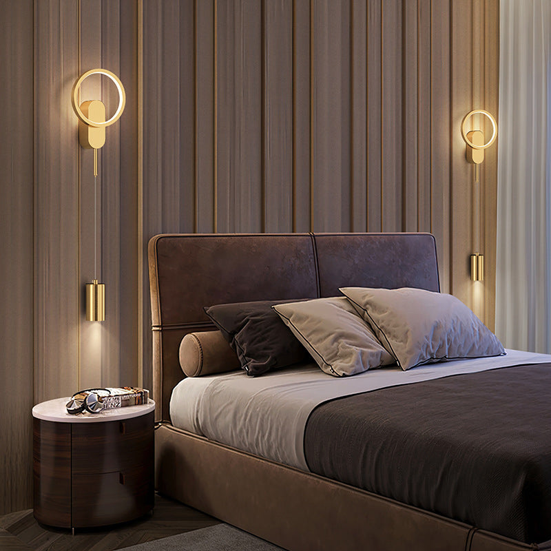 2 Lights Round Wall Lighting Fixtures Modern Style Metal Wall Mounted Lamps
