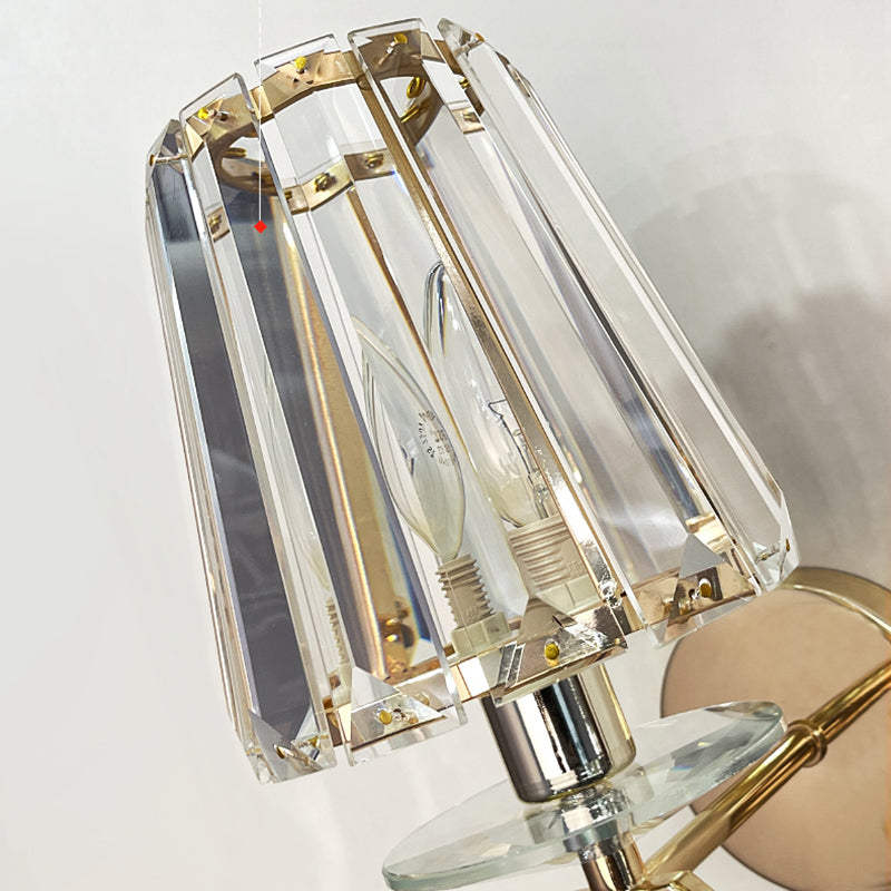 Modern Style Crystal Wall Light Geometric Wall Sconce in Gold for Living Room