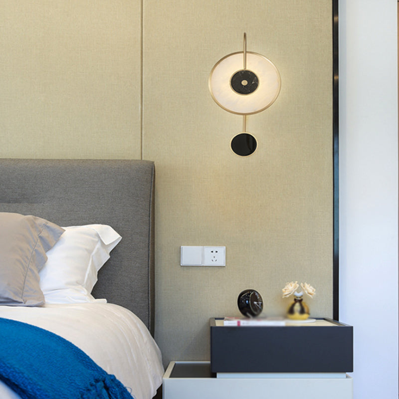 1 Light Round Wall Lighting Fixtures Modern Style Stone Wall Mounted Lamps