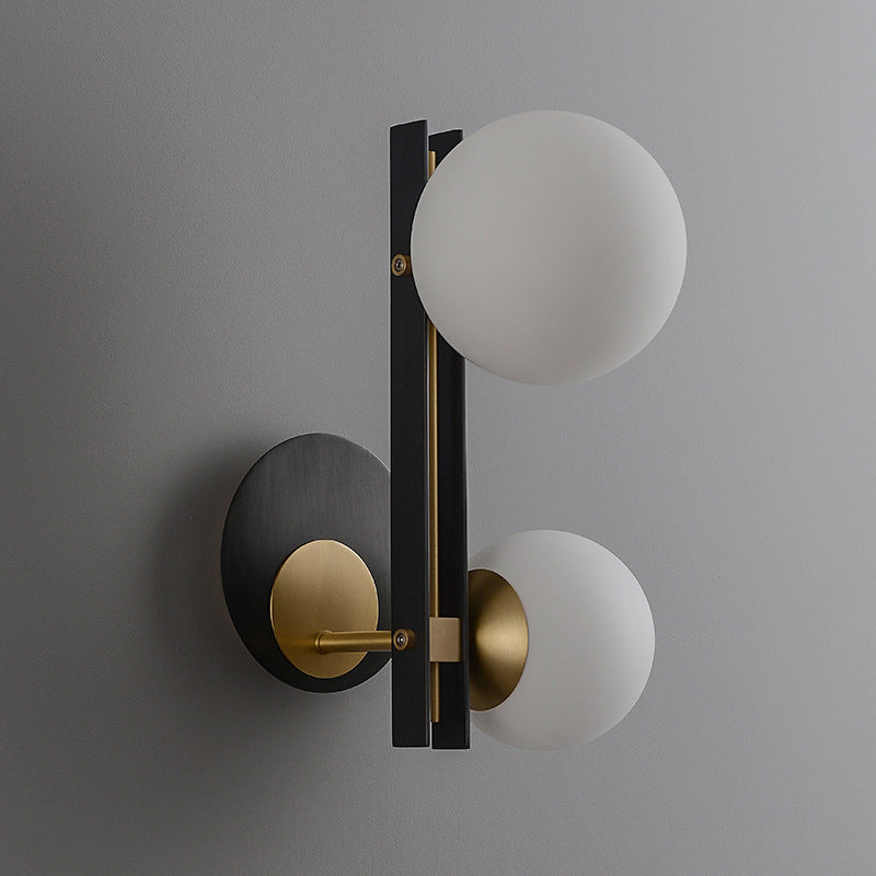 2 Lights Geometric Wall Lighting Fixtures Modern Style Glass Wall Mounted Lamps in Black