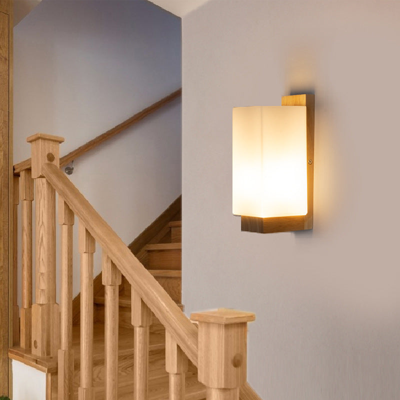 Rectangular Wall Lighting Fixtures Modern Style Wood 1 Light Wall Lighting