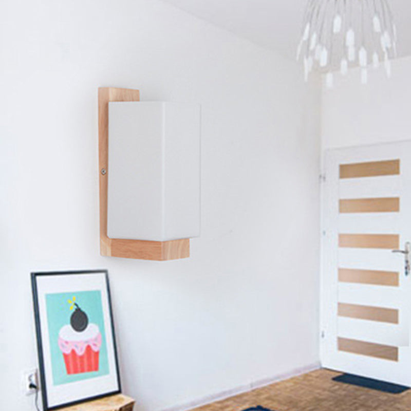 Rectangular Wall Lighting Fixtures Modern Style Wood 1 Light Wall Lighting