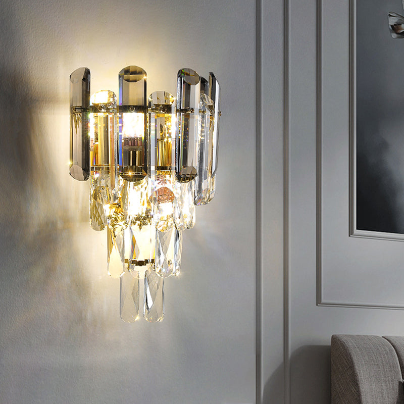 Postmodern Wall Light Geometric Crystal 16" High Wall Sconce for Bedroom