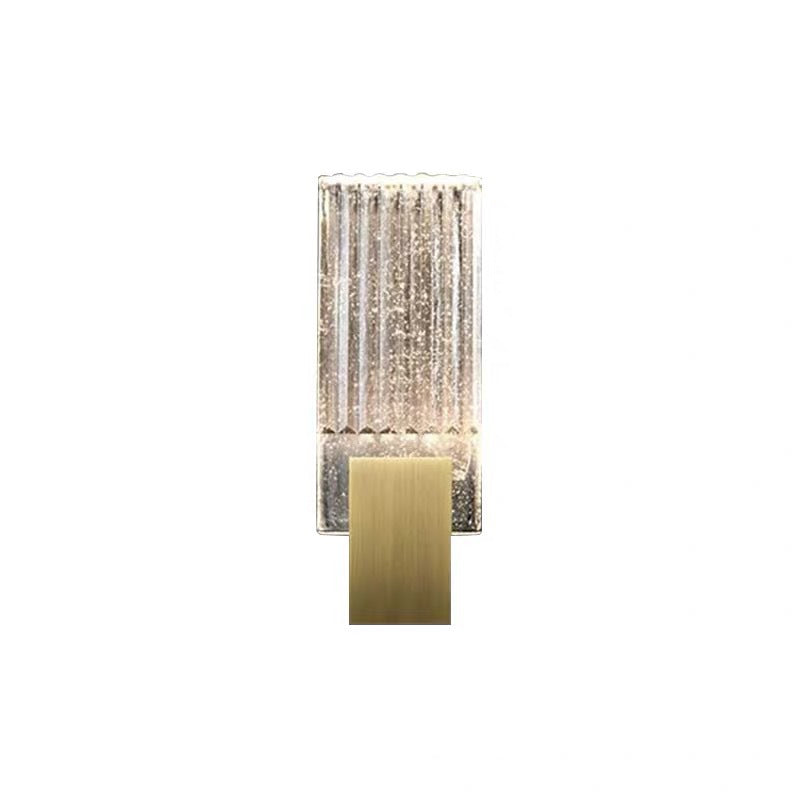 Modern Brass Wall Light Rectangle Wall Sconce with Crystal for Living Room