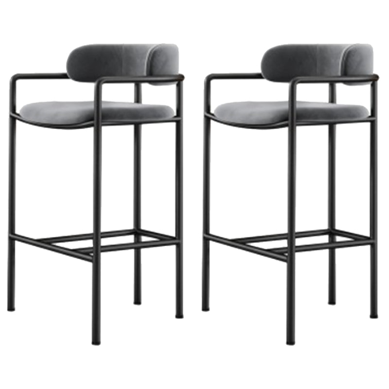 Industrial Upholstered Counter Stool Arm Low Back Bar Chair with Metal Legs
