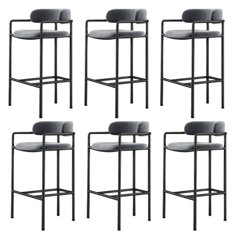 Industrial Upholstered Counter Stool Arm Low Back Bar Chair with Metal Legs