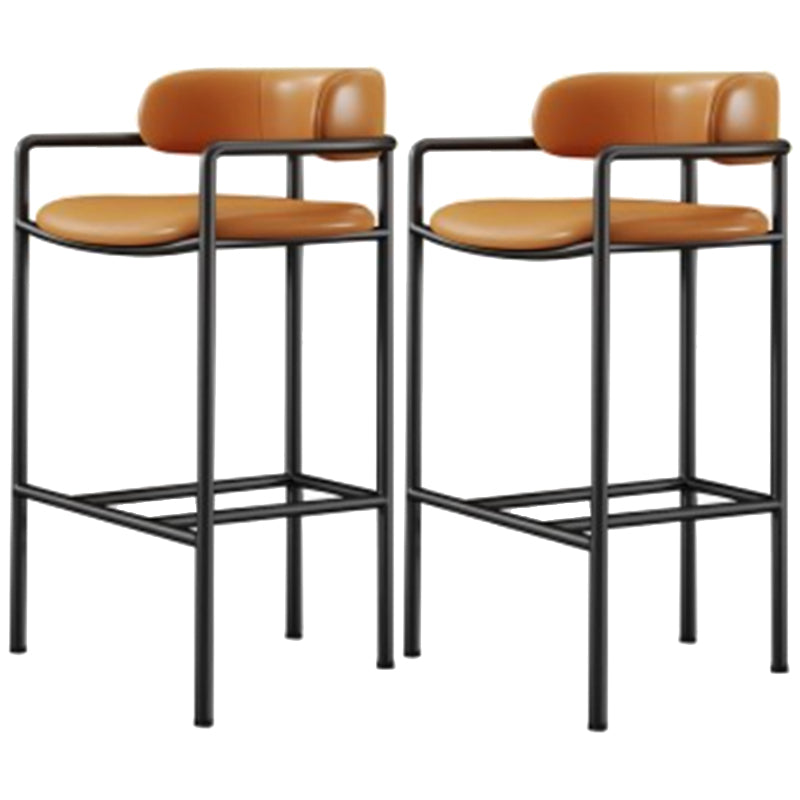 Industrial Upholstered Counter Stool Arm Low Back Bar Chair with Metal Legs
