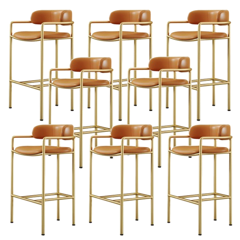 Industrial Upholstered Counter Stool Arm Low Back Bar Chair with Metal Legs