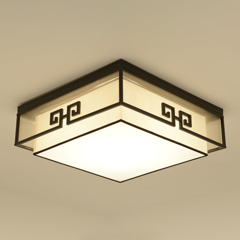 Fabric Geometric Shape Flush Mount Light Modern Multi Lights Flush Mount Fixture in Balck