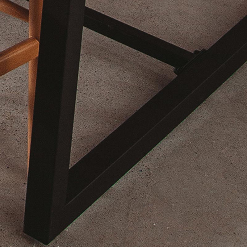 Industrial Trestle Base Dining Table Rectangle Solid Wood Dining Site Table without Chair