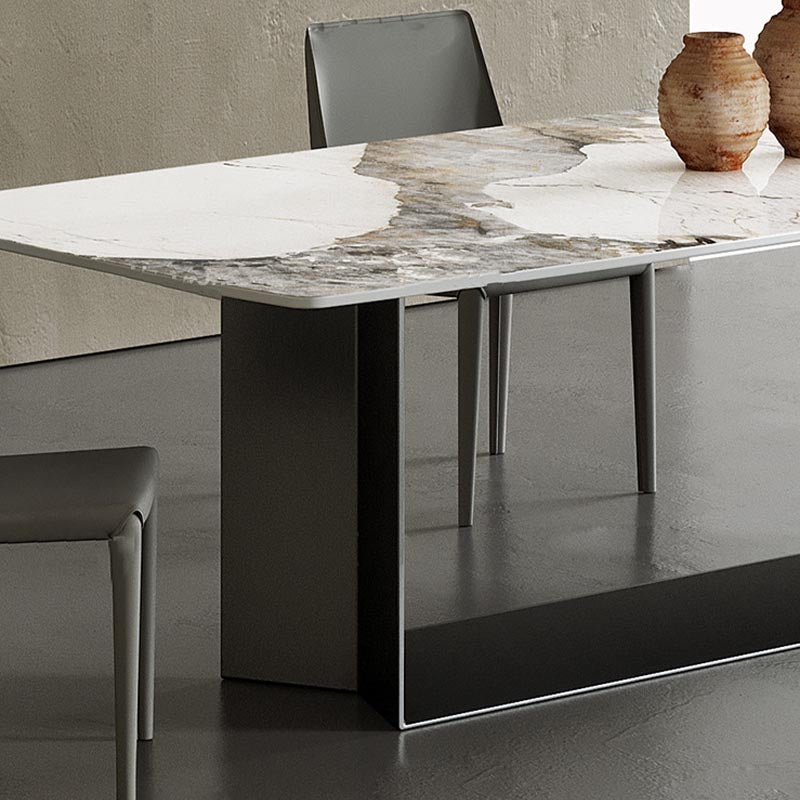Traditional Luxury Dining Table Black and White Marble Rectangle Dining Table for Home