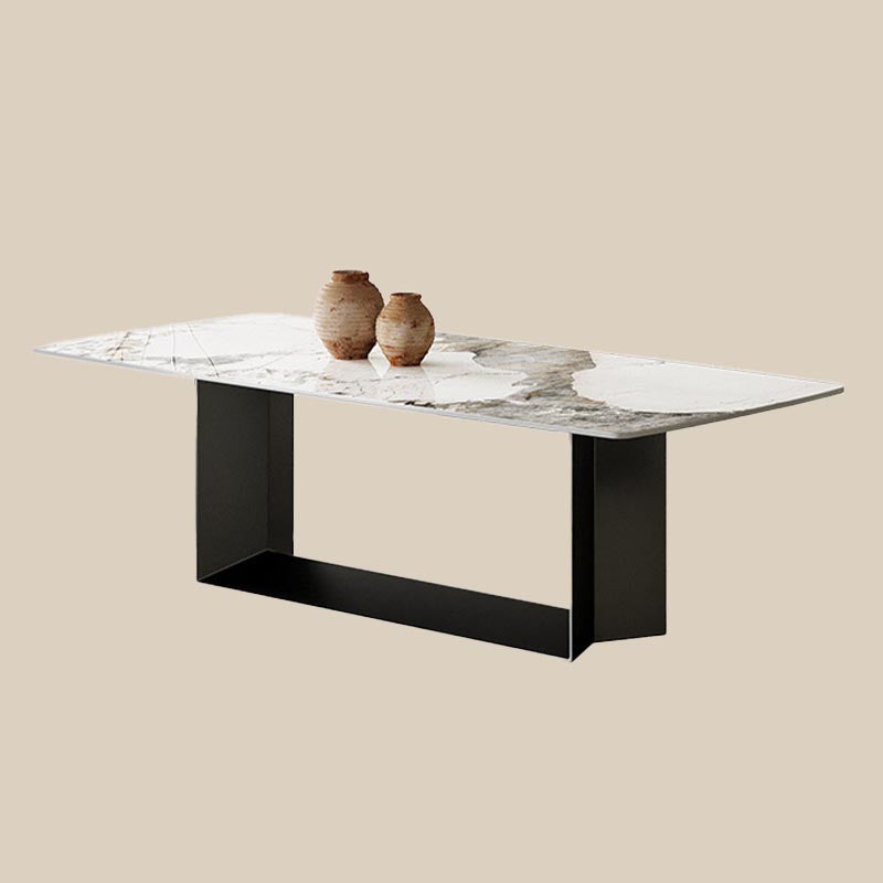Traditional Luxury Dining Table Black and White Marble Rectangle Dining Table for Home