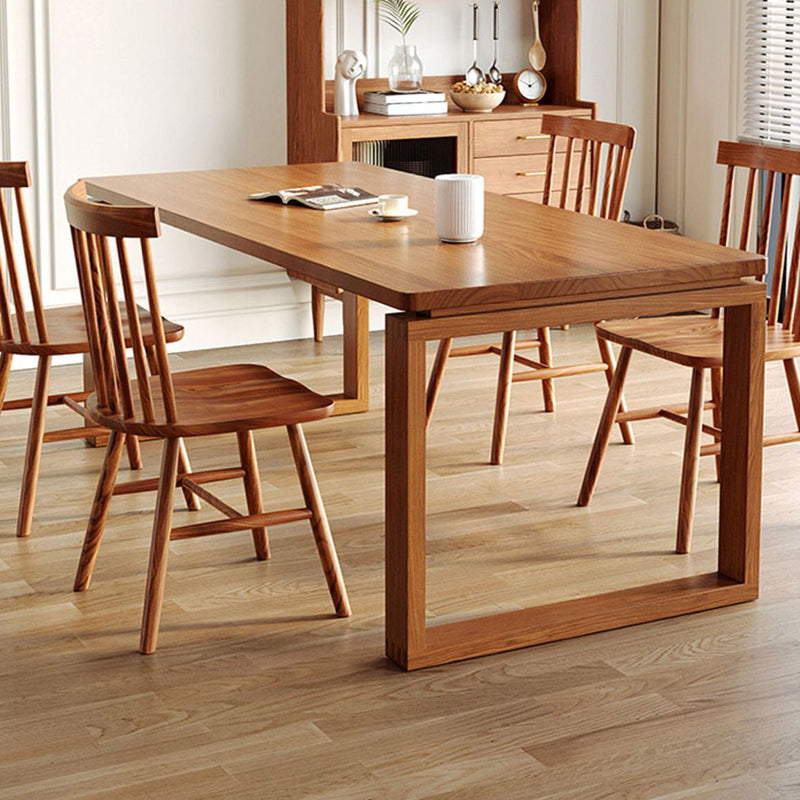 Modern Dining Table with Sled Base Rectangle Pine Solid Wood Table