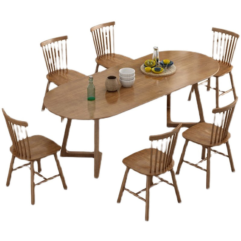 Oval Dining Table Modern Pine Solid Wood Dining Table with Natural Finish Legs