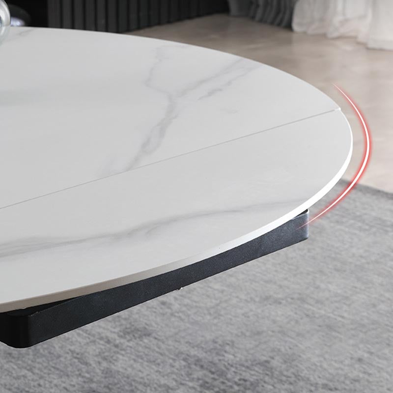 Stone Modern Round Table Standard Height Dining Room Table with Pedestal Base