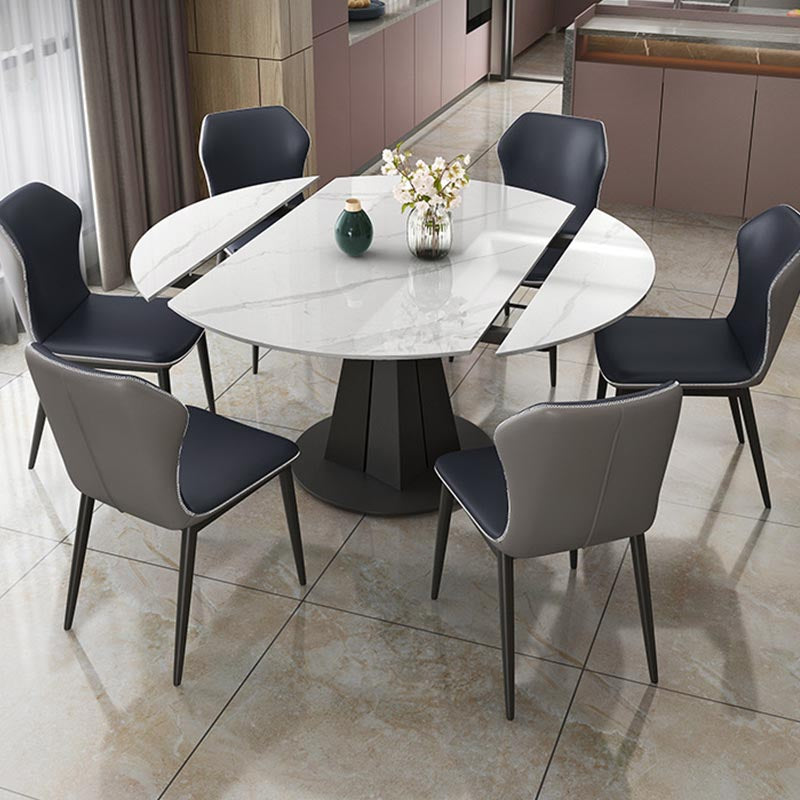 Stone Modern Round Table Standard Height Dining Room Table with Pedestal Base