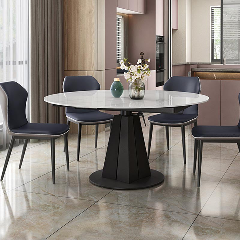 Stone Modern Round Table Standard Height Dining Room Table with Pedestal Base