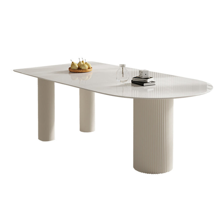 Freeform Solid Wood Dining Table Modern White Furniture with Tripod Base for Apartment