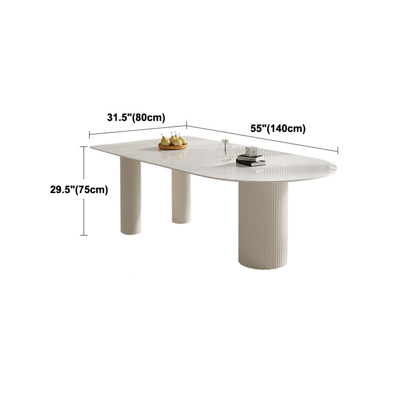 Freeform Solid Wood Dining Table Modern White Furniture with Tripod Base for Apartment